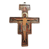 B Antigo Crucifixo De São Damião Em Madeira Bidimensional