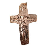 B Antigo Crucifixo Do Papa Jesus Bom Pastor Dourado Grande