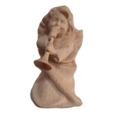B Antigo Escultura Italiana Em Madeira Anjo Com Trombeta