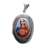 B Antigo Relicário Sacro Em Prata Sagrado Coração De Maria