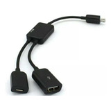 B Micro Usb tipo C Para 2 Otg Dual Port Hub Cabo Y Splitter