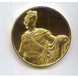 B3655 Apolo De O Grego Medalha Laqueada A Ouro 24kt Med