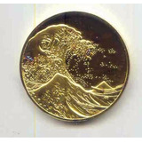 B3658 A Onda De Hokusai Katsushika Medalha Laqueada A Ouro