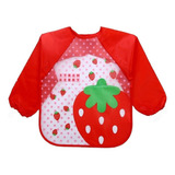 Babador Avental C Mangas Impermeável Bebê Infantil Papinha Cor Vermelho Diversão