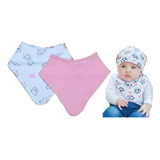 Babador Bandana Bebe Infantil Dupla Face Kit 15 Unid Cor Menina Estamp E Lisos Tamanho Un