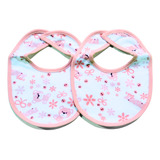 Babador Bandana Kit 2 C Botões Avental Dupla Face Menina