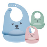Babador Bebê Pega Migalhas Silicone Cata Migalhas Buba Cor Azul