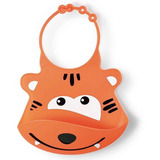 Babador De Silicone Laranja Silybib Leão Multikids Baby