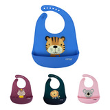 Babador Em Silicone Com Bolso Coletor Clingo Personagens