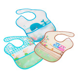 Babador Infantil Bebê Impermeável Com Velcro Com 3 Unidades