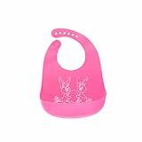 Babador Infantil De Silicone Pega Migalhas Ajustável -Rosa-