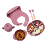 Babador Silicone Bebê Prato Talher Flexível Ventosa Refeição