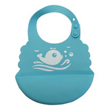 Babador Silicone Com Cata Migalhas Coletor Pega Migalhas Blw Cor Azul celeste Baleia