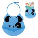Babador Silicone Para Bebe Pega Migalhas Cachorro Azul Buba