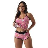 Baby Doll Algodão Penteado Feminino G ESTAMPADO ROSA 