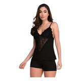 Baby Doll Short Doll Pijama Renda Sensual Sem Bojo Sexy Liso