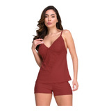 Baby Doll Short Doll Pijama Renda Sensual Sem Bojo Sexy Liso