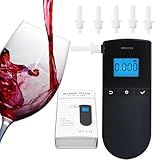 Bafômetro- AT8030 Testador De álcool Portátil De Nível Profissional Com Visor LCD- Bafômetro Portátil Com 5 Bocais