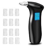Bafômetro Portátil Para Testar álcool- Testador Digital Profissional De álcool Com 12 Bocais- Tela LCD Azul- Resposta Rápida- Desligamento Automático