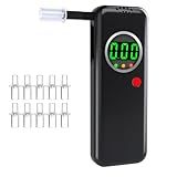 Bafômetro Testador Profissional De álcool De Alta Precisão Com 10 Bocais Visor Digital LCD Testador De álcool Para Uso Pessoal E Profissional Preto