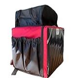 Bag Mochila Térmica Motoboy Com Bolsão Entregas Refeições Delivery Pizza Com Isopor Branco 45 Litros Marca Casa Bag Na Cor Vermelha E Preto