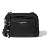 Baggallini Triple Zip Com Carteira Frontal Rfid Bolsa