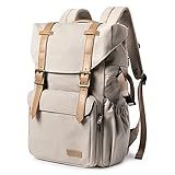 BAGSMART Mochila Para Câmera Bolsa Para Câmera DSLR Mochila Impermeável Para Câmera Para Fotógrafos Adequada Para Laptop De Até 15 Polegadas Com Capa De Chuva E Suporte De Tripé Branco Marfim