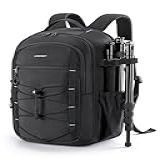 BAGSMART Mochila Para Câmera Mochila Profissional DSLR Protetora Para Câmera Com Suporte De Tripé E Capa De Chuva Mochila Drone Com Compartimento Para Laptop De 17 Polegadas Preta