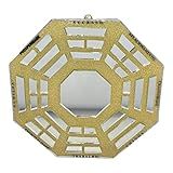 Baguá Feng Shui De Vidro Espelhado Dourado Octogonal 16 Cm