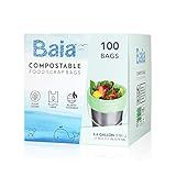 Baia Sacos De Sucata De Alimentos Compostáveis ASTM D6400 BPI 2 6 3 Galões Extra Grosso 0 79 Mils Pequeno Lixo De Cozinha Forros De Caixa De Compostagem De Bancada 100 Ct 