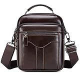 BAIGIO Bolsa De Ombro Masculina De Couro Legítimo Bolsa Mensageiro Bolsa Transversal Bolsa De Viagem Coffee 7