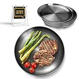 Bakpoco Conjunto De 6 Pratos De Jantar De Aço Inoxidável De 25 4 Cm Para Cozinha Utensílios De Jantar Inquebráveis Para Acampamento Forno E Lava Louças Carvão Moderno