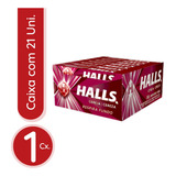 Bala Dura Halls Drops Cereja 1 Caixa Com 21 Unidades