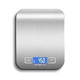 Balança De Cozinha Digital Para Alimentos Em Inox Resistente A Água Com Base Antiderrapante E Visor De Alta Definição Pesagem De 1g Até 10kg -Contém Pilhas-