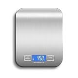 Balança De Cozinha Digital Para Alimentos Em Inox Resistente A Água Com Base Antiderrapante E Visor De Alta Definição Pesagem De 1g Até 10kg -Modelo 1 Inox-
