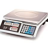 Balança Eletrônica Digital Alta Precisão 40kg Comercial - Balança Digital Comercial- Capacidade 40kg- Display LED Duplo- Bandeja Inox 33x24cm- Bivolt- Aço Inoxidável E Padrão EU-