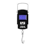 Balança Portátil Digital De Precisão 50kg Para Mala De Viagem- Pesca E Despacho - Balança De Mala Compacta- Gancho De Metal- Visor LCD Retroiluminado - Ideal Para Viagens- Pescarias E Mercadorias