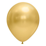 Balão Bexiga Cromado Metalizado Dourado 25 Unidades Tam  9