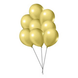 Balão Bexiga Metalizado 9 Polegadas Varias Cores 25 Unid   Cor Ouro