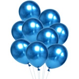 Balão Bexiga Metalizado Azul   Cromado   25 Unidades N  5