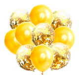 Balão Bexiga Metalizado Cristal C  Confete 10 Peças   Festa