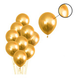 Balão Bexiga Metalizado Dourado   Cromado   25 Unidades N  5