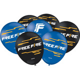 Balão Bexiga Preto Free Fire Especial Azul 25 Unidades