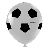 Balão Bexiga Temático 11 Futebol 25 Unidades Art Latex Tema Bola De Futebol Branco C Preto