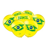 Balão bexiga Verde Amarelo Copa Do Mundo Brasil 25unidades