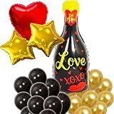 Balão Champanhe Love 81cm 1 Coração Vermelho 45cm 2 Estrelas Douradas 45cm 20 Balões De Látex Metalizados 9 Polegadas Combo Balões Metalizados Garrafa Champagne 24 Peças