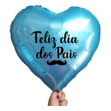 Balão De Coração Azul Claro E Preto Feliz Dia Dos Pais 1uni