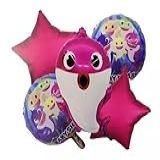 Balão Metálico Com Tema Marinho Baby Shark Para Decoração De Festa De Aniversário Infantil Rosa