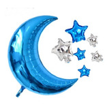 Balão Metalizado 1 Lua Grande Azul  6 Estrelas