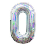 Balão Metalizado Holográfico Prata 101cm N  0 Para Festas